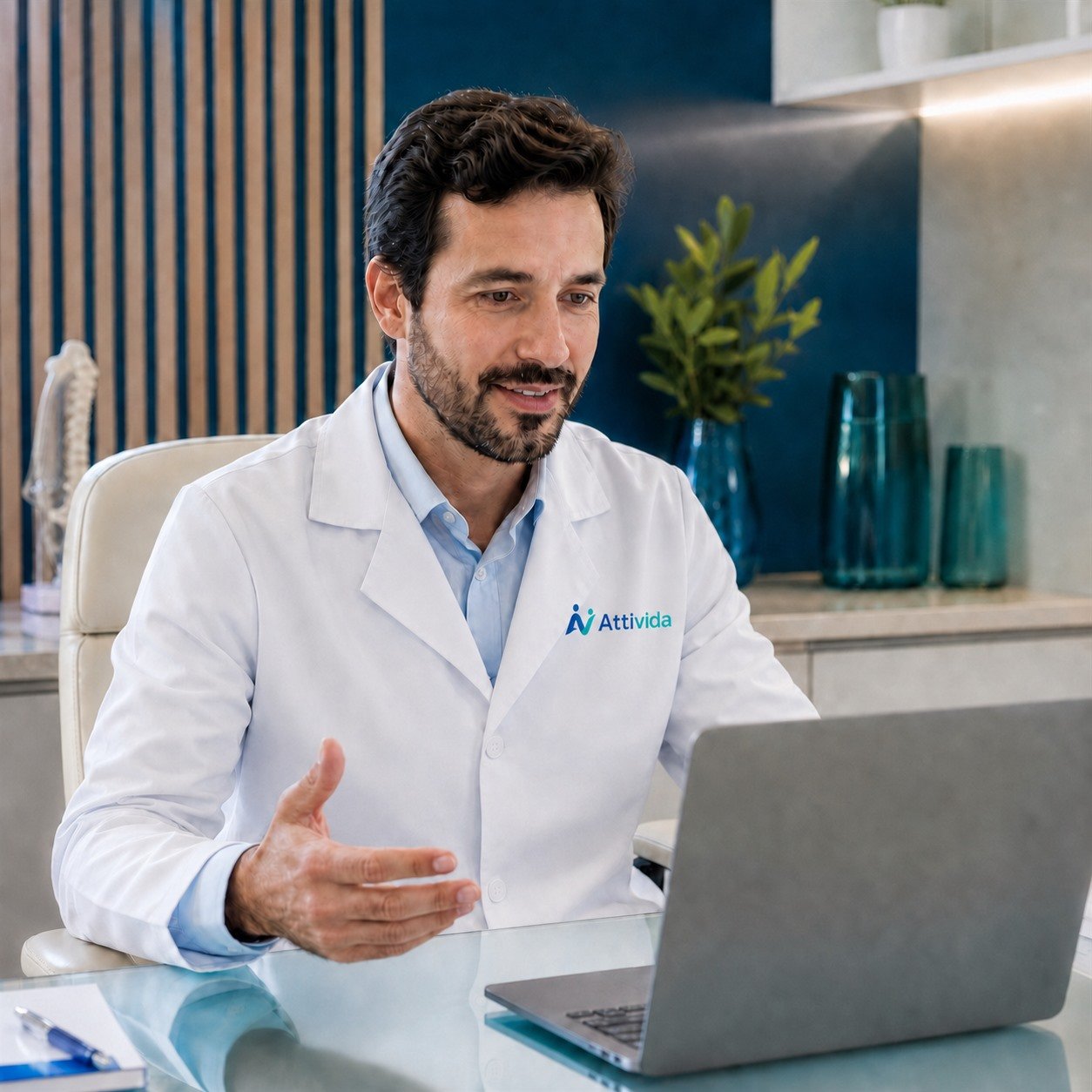 Médico Attivida realizando atendimento por telemedicina