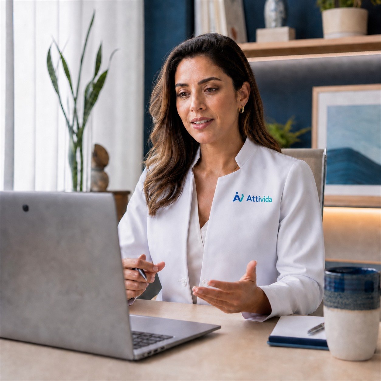 Psicóloga Attivida realizando atendimento online